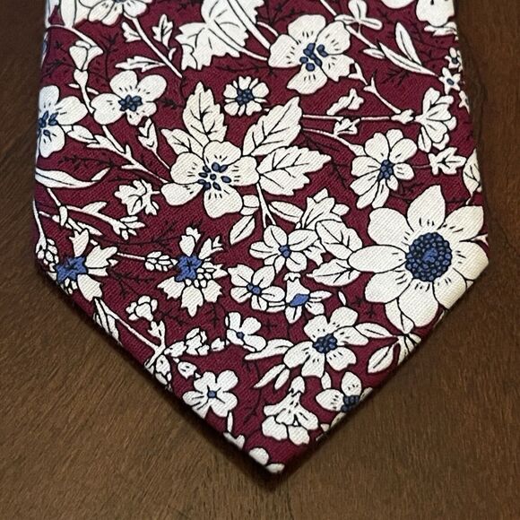 Dwan Burgundy Blue Hand Made 100% Cotton Men’s Neck Tie - Picture 1 of 9